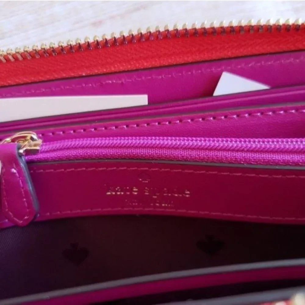 Kate Spade Lucky Draw Large Continental Zip Around Leather Wallet Casino Theme